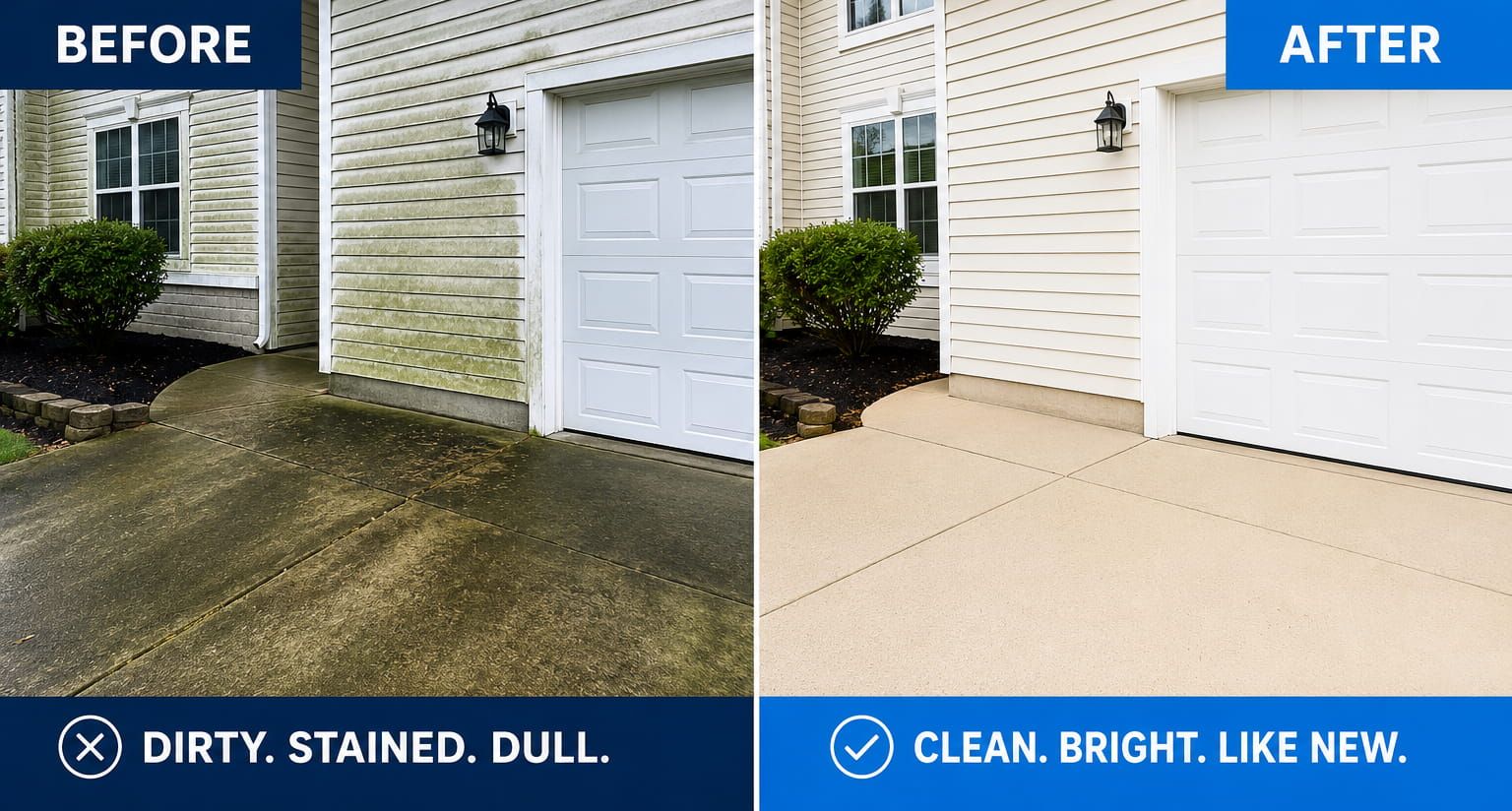before and after pressure washing
